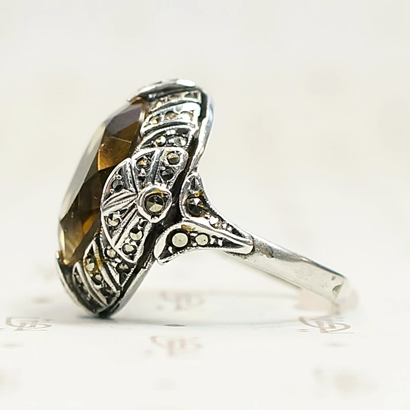 Brilliant Citrine Art Deco Fahrner Ring