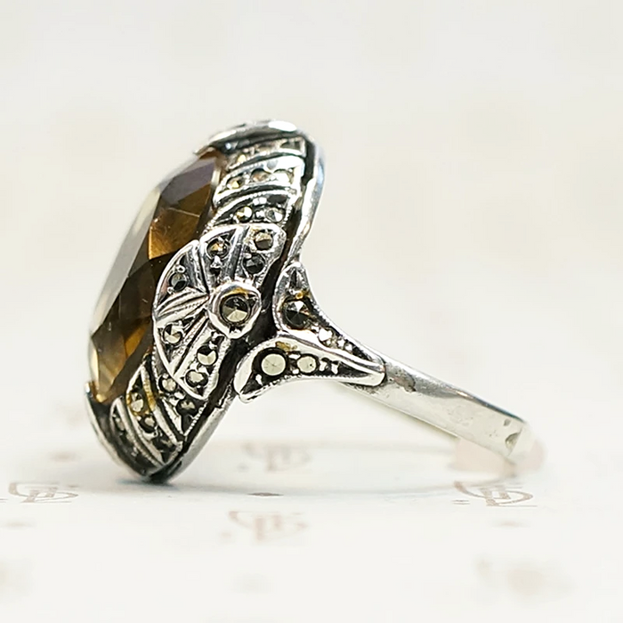 Brilliant Citrine Art Deco Fahrner Ring
