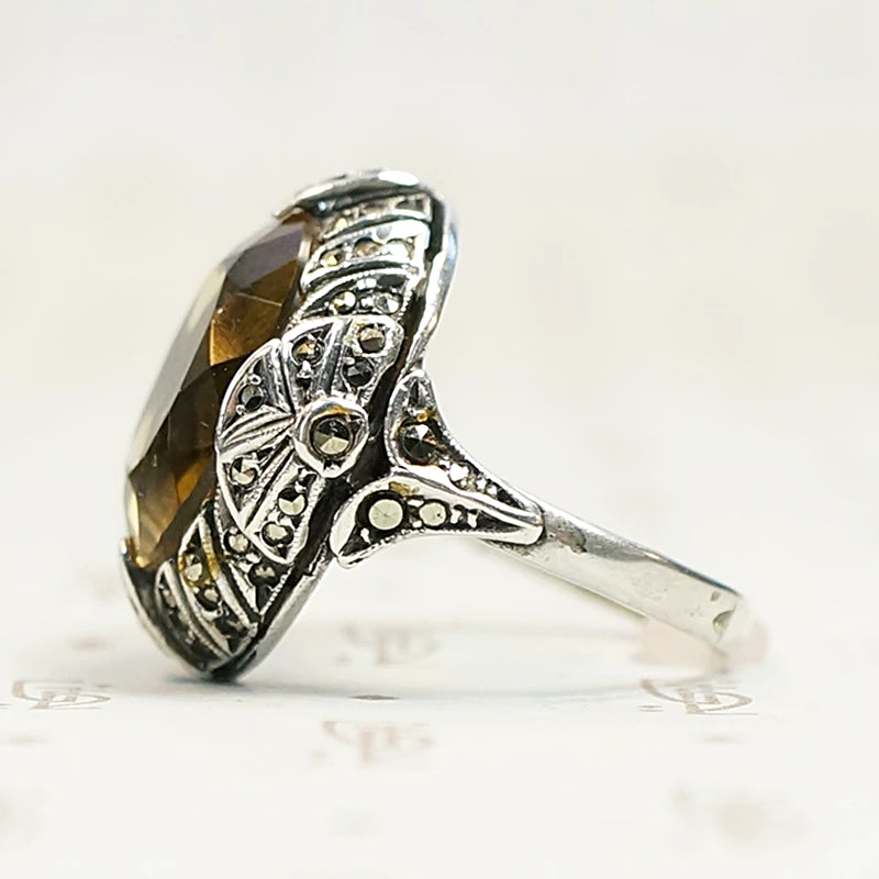 Brilliant Citrine Art Deco Fahrner Ring