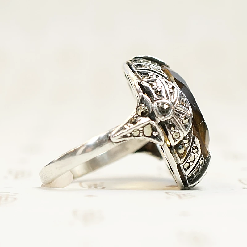 Brilliant Citrine Art Deco Fahrner Ring