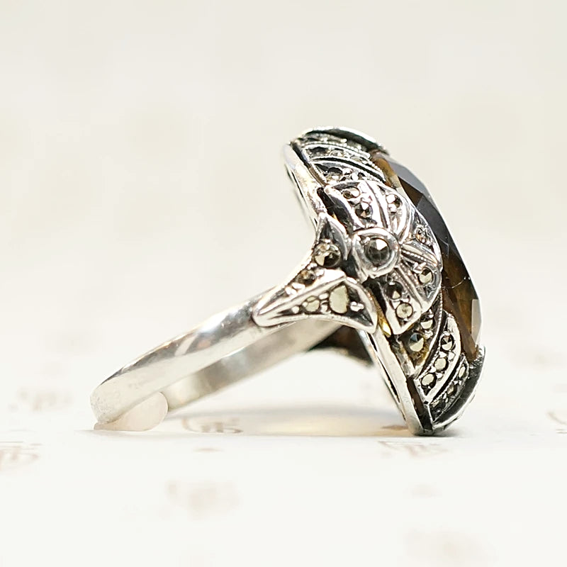 Brilliant Citrine Art Deco Fahrner Ring