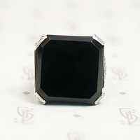 Onyx and Marcasite Sterling Art Deco Ring