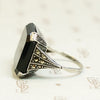 Onyx and Marcasite Sterling Art Deco Ring