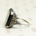 Onyx and Marcasite Sterling Art Deco Ring