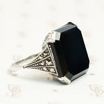 Onyx and Marcasite Sterling Art Deco Ring