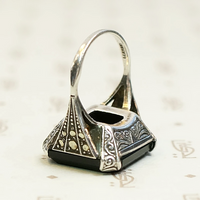 Onyx and Marcasite Sterling Art Deco Ring