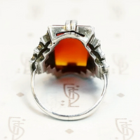 Carnelian and Marcasite Step Side Art Deco Ring
