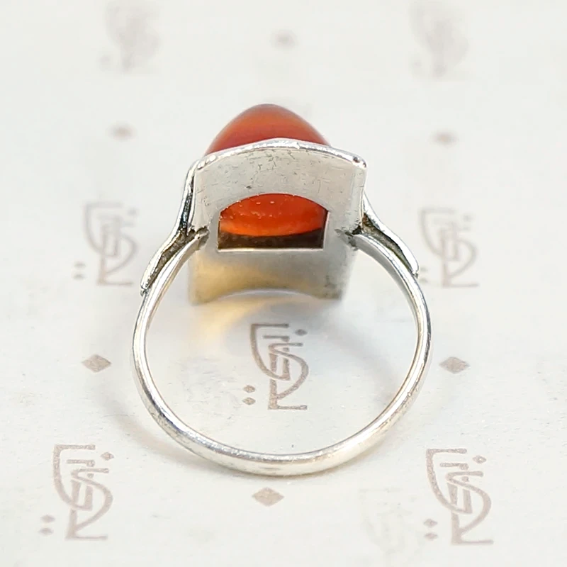 Domed Carnelian and Enamel 1930s Silver Ring