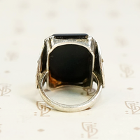 German Dark Sparkle Onyx and Marcasite Ring