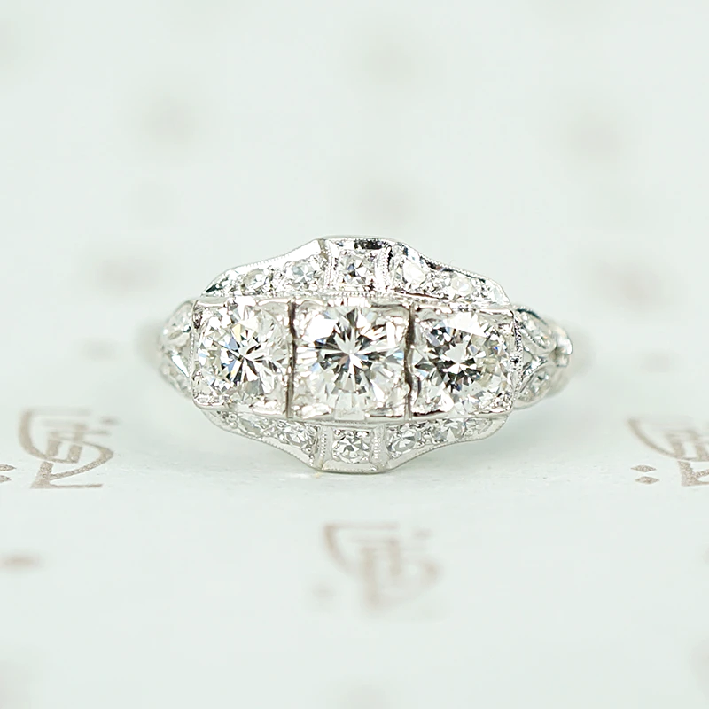 1930s Transitional Cut Diamond and Platinum Ring