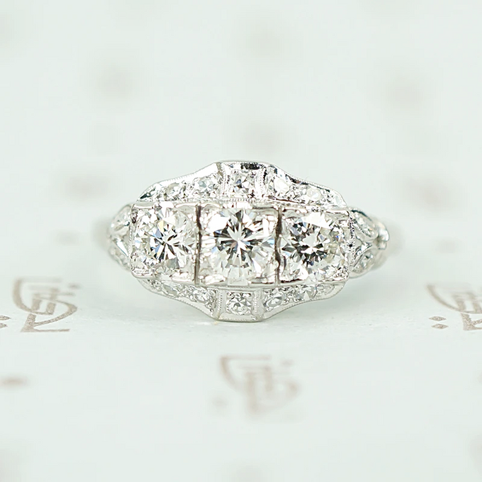1930s Transitional Cut Diamond and Platinum Ring