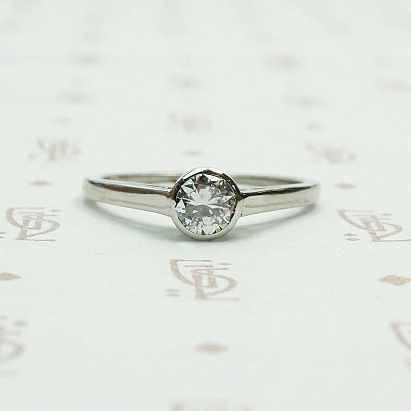 1920s White Gold Bezel Set Diamond Solitaire