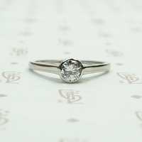 1920s White Gold Bezel Set Diamond Solitaire