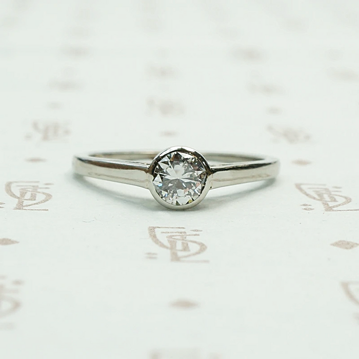 1920s White Gold Bezel Set Diamond Solitaire