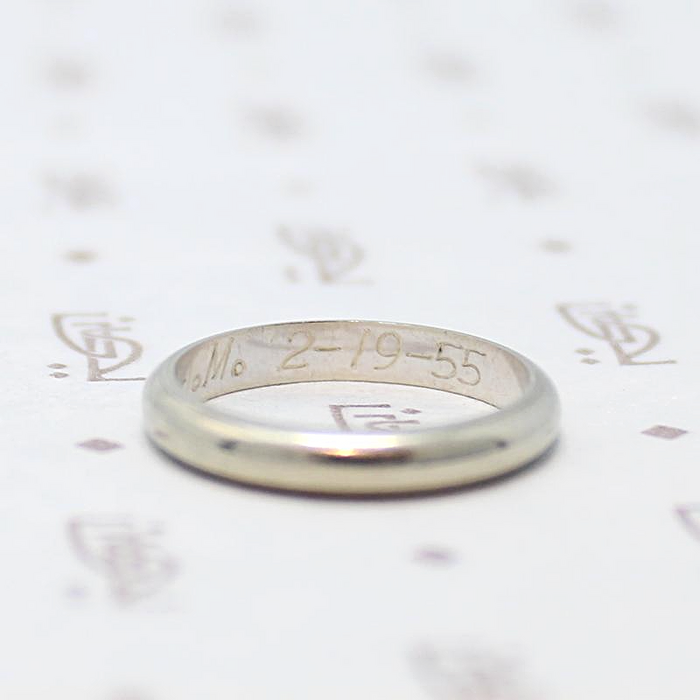 Curvy White Gold Wedding Band "2-19-55"
