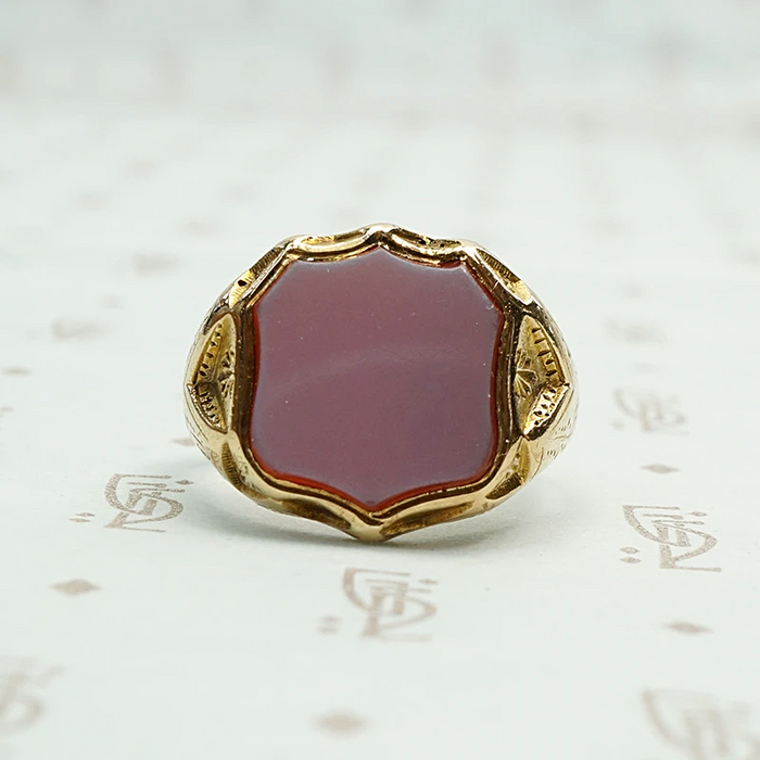 English Red Agate 15ct gold Edwardian Signet Ring