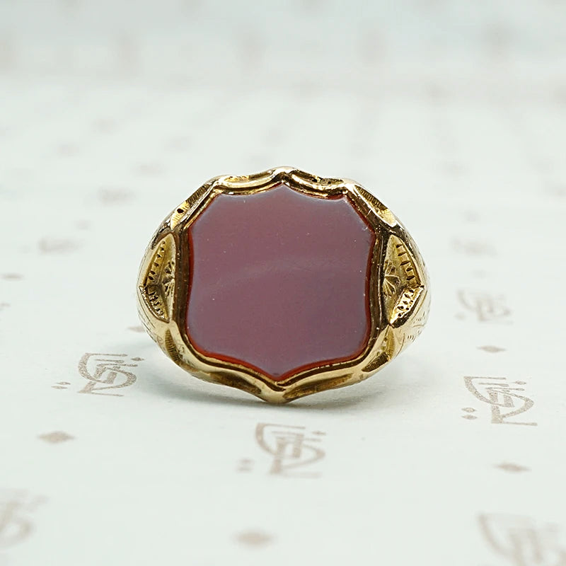 English Red Agate 15ct gold Edwardian Signet Ring