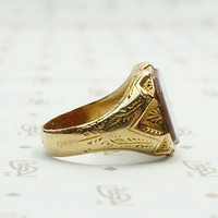 English Red Agate 15ct gold Edwardian Signet Ring. Right view.