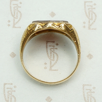 English Red Agate 15ct gold Edwardian Signet Ring. Top view.