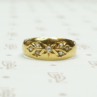 Romantic English 18k Gold and Diamond Band