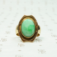 Kalo Rare Gold & Jade Deco Ring