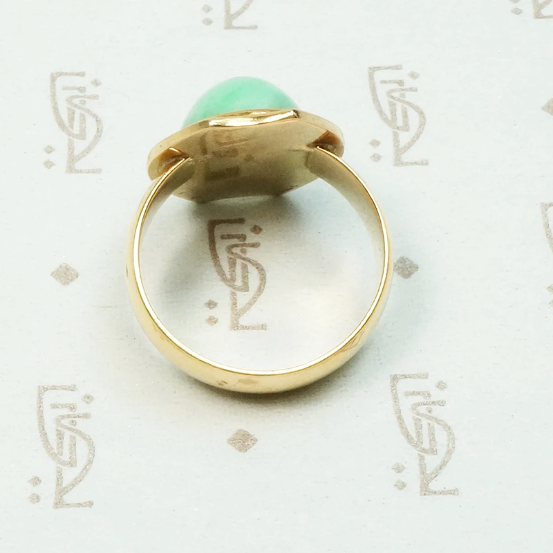 Kalo Rare Gold & Jade Deco Ring