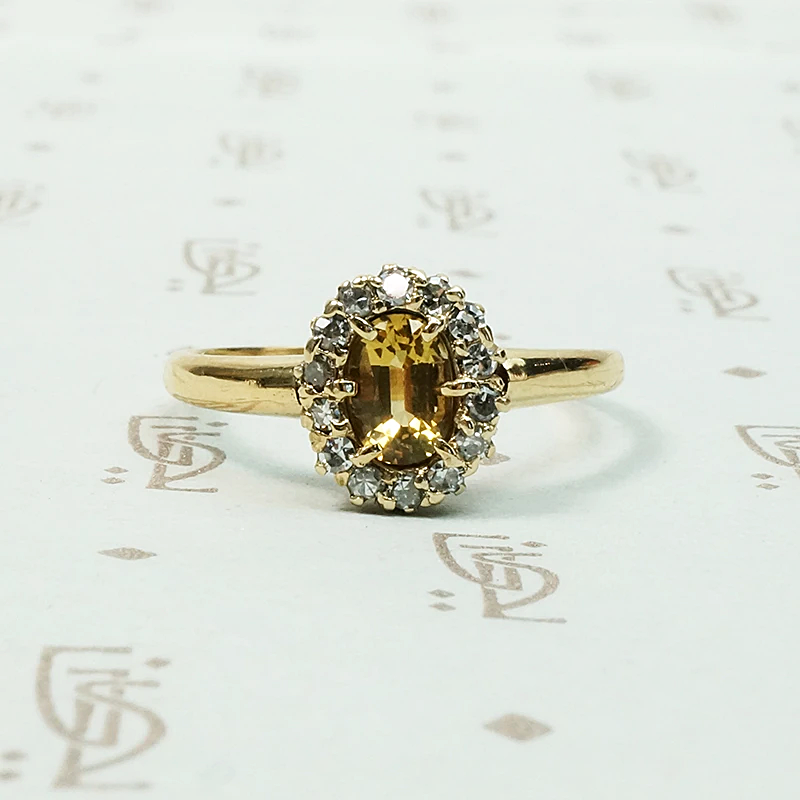 Golden Yellow Imperial Topaz Halo Ring