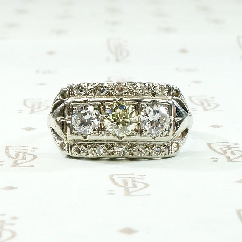 Sparkling Diamond Panel Ring in White Gold