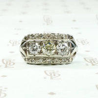 Sparkling Diamond Panel Ring in White Gold