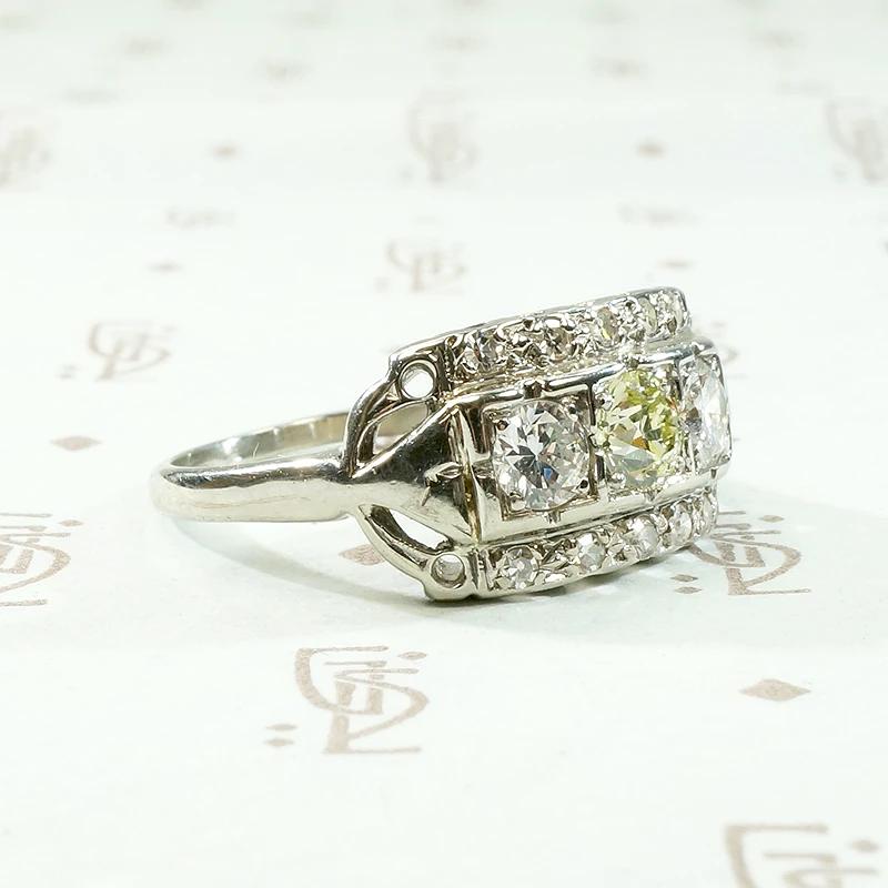 Sparkling Diamond Panel Ring in White Gold