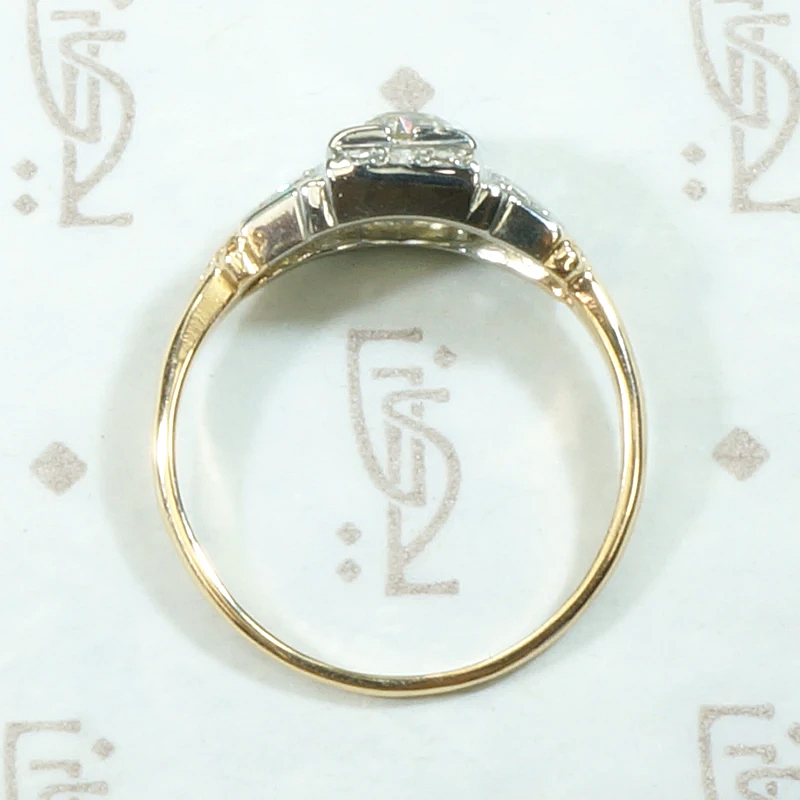 Delicate Deco Detail Two-Tone Diamond Ring