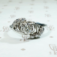 Mid Century Stylized Blossom Diamond Ring