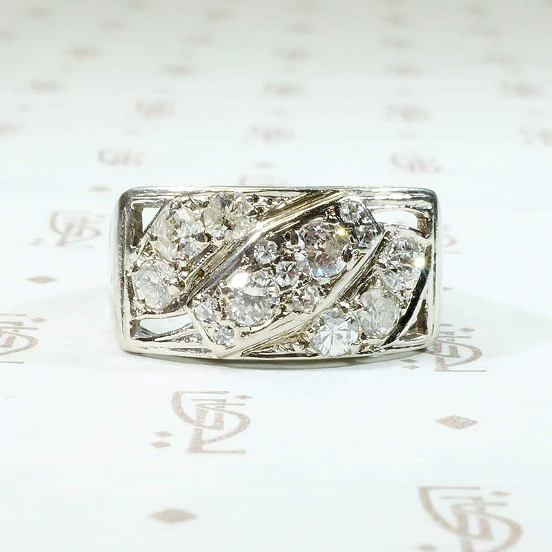 Unexpected Retro Diamond & White Gold Wedding Band