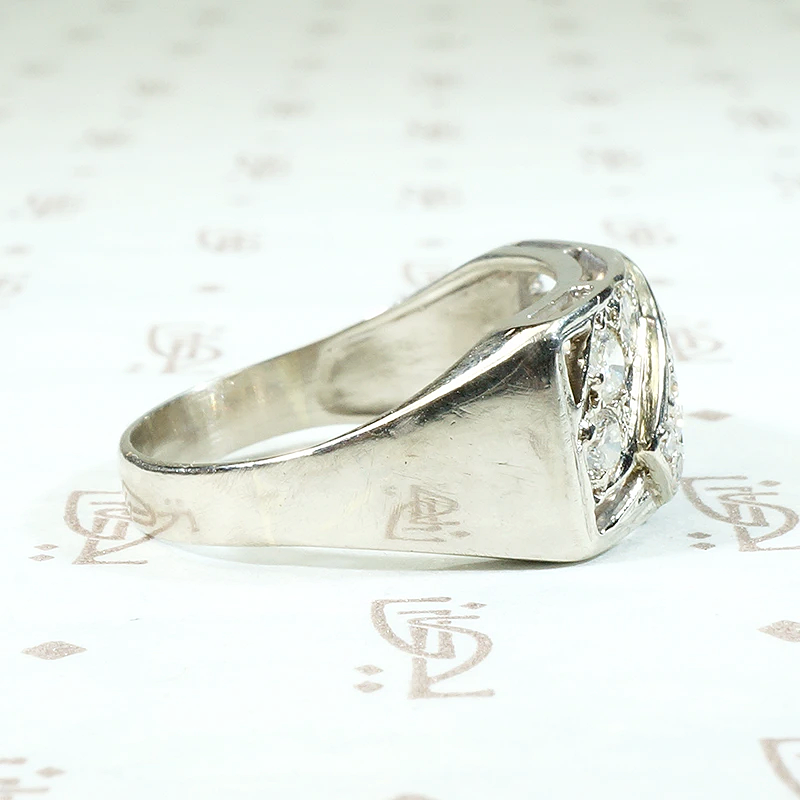 Unexpected Retro Diamond & White Gold Wedding Band