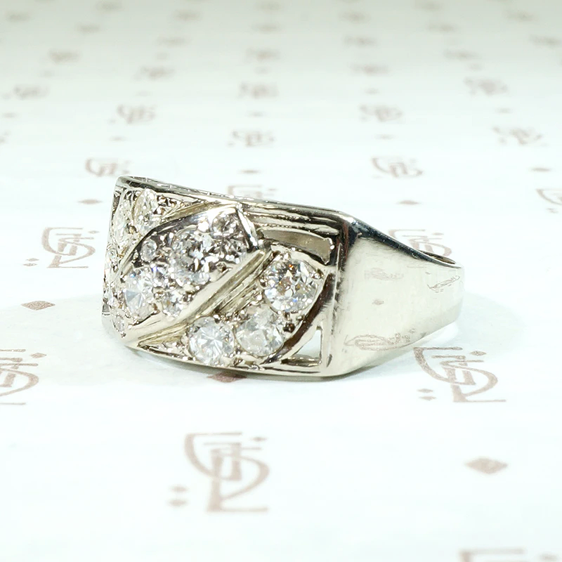 Unexpected Retro Diamond & White Gold Wedding Band