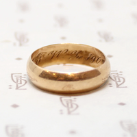 Curvy Warm Gold Antique Wedding Band