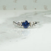Sapphire and Diamond White Gold Trilogy Ring