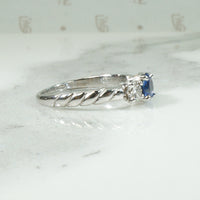 Sapphire and Diamond White Gold Trilogy Ring
