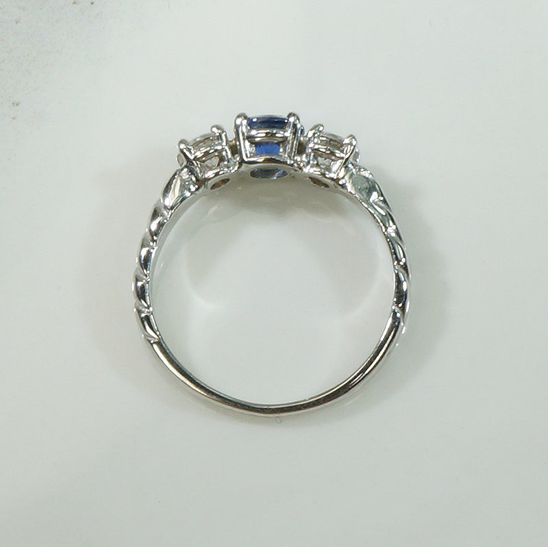 Sapphire and Diamond White Gold Trilogy Ring