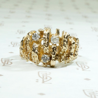 Luxurious Landscape Brutalist Gold & Diamond Ring