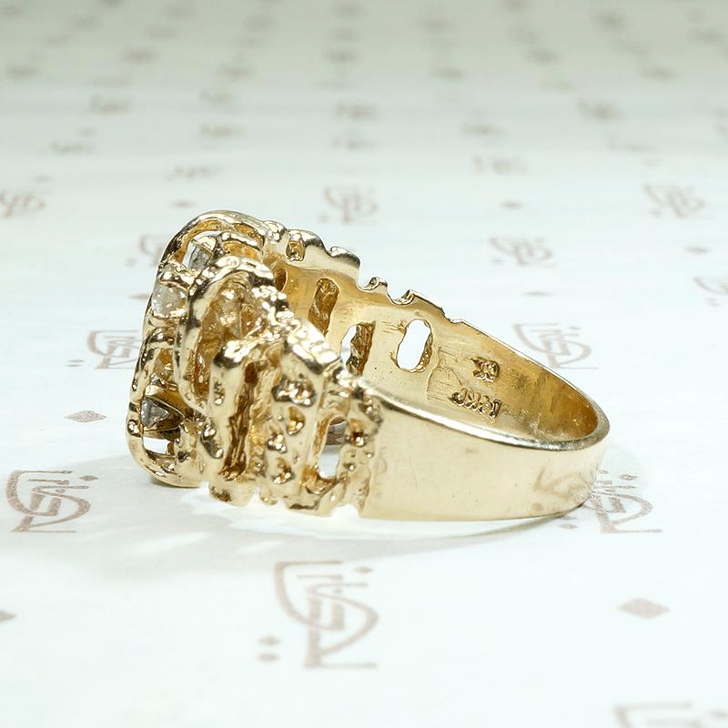 Luxurious Landscape Brutalist Gold & Diamond Ring