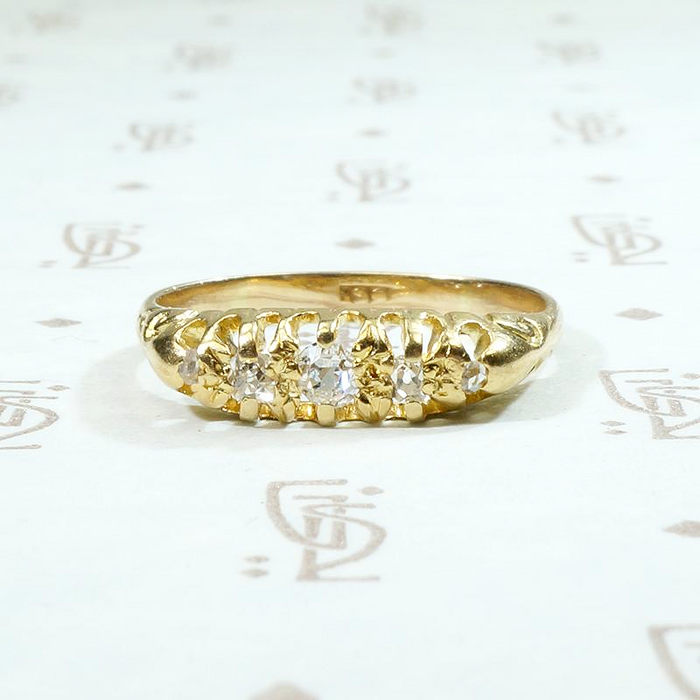 Charming 18k Gold Band with Antique Diamonds
