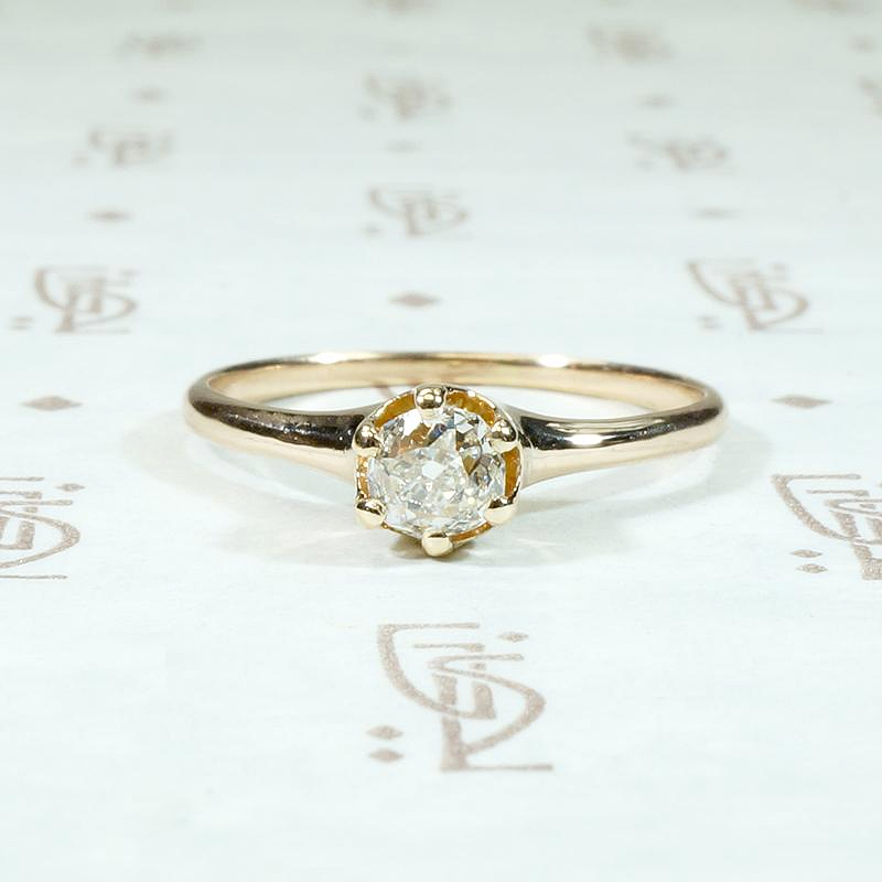 Old Mine Cushion Cut Diamond Solitaire Ring