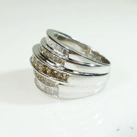 White & Fancy Brown Princess Cut Tiered Band