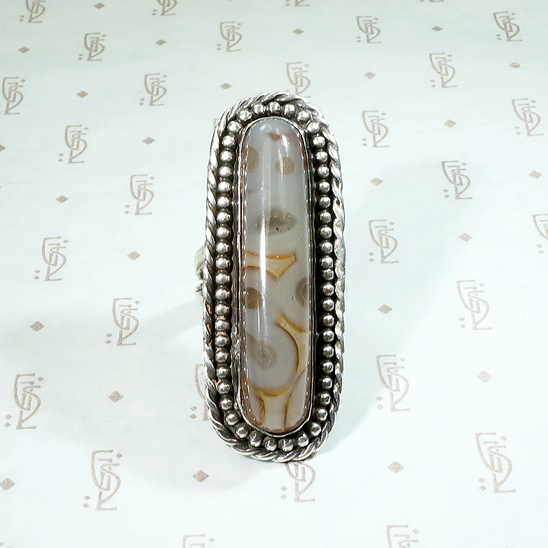 Leopard Agate Sugar Loaf Knuckleduster Ring