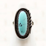 Baby Blue Turquoise with Black Matrix Ring
