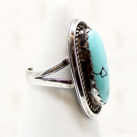 Baby Blue Turquoise with Black Matrix Ring