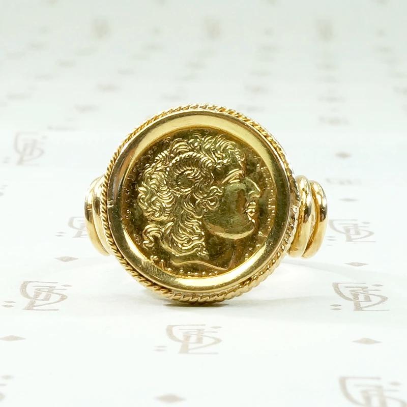 Elegant Fine Gold "Greek" Coin Ring