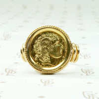 Elegant Fine Gold "Greek" Coin Ring