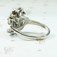 Vivacious Peridot Cocktail Ring with Diamond Swirl